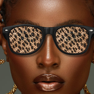 Cheetah Print Pattern Tan Brown & Black Retro Sunglasses