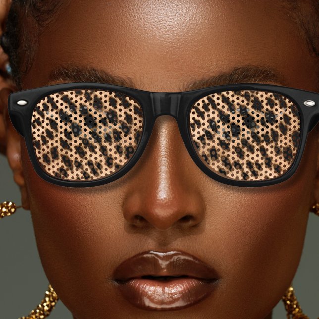Cheetah Print Pattern Tan Brown & Black Retro Sunglasses (brown cheetah print sunglasses for women)