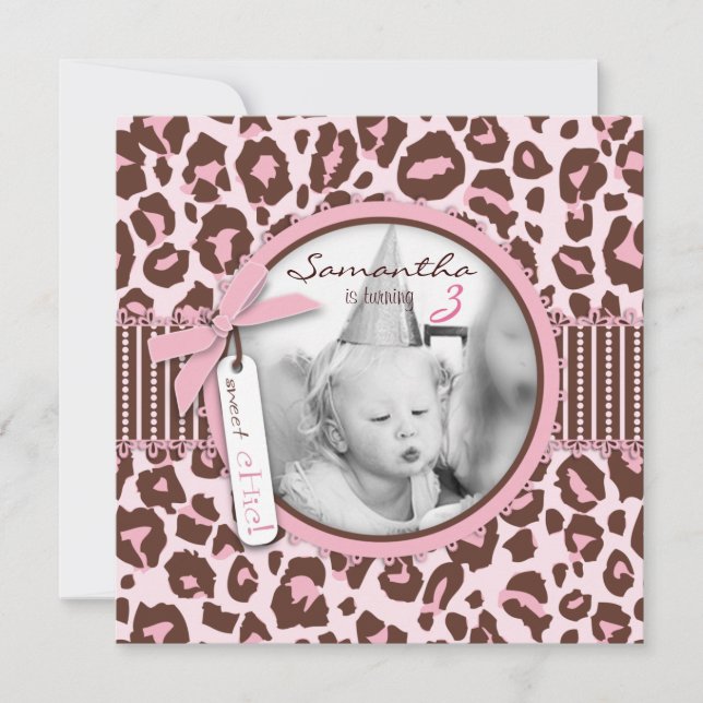 Cheetah Print Photo Template Birthday (Front)