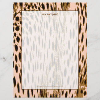 Cheetah print, pink background personalized letterhead