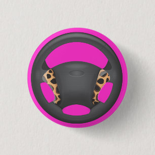 Cheetah Print Steering Wheel 3 Cm Round Badge