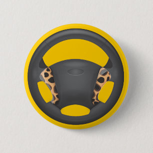 Cheetah  Print Steering Wheel 6 Cm Round Badge