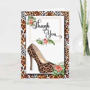 Cheetah Print Tropical Thank You Card