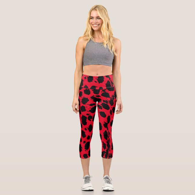 Cheetah Red Capri Leggings (Front)