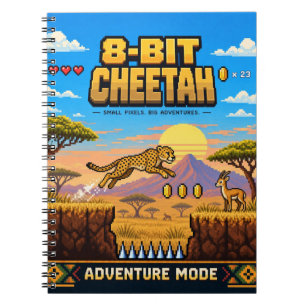 Cheetah, Retro 8-Bit Pixel Art Notebook