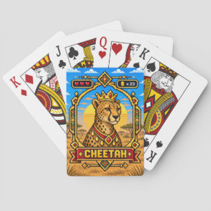 Cheetah Retro 8-Bit Pixel Art Playing Cards