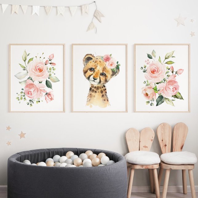 Cheetah, Safari, Pink Flowers, Girl Nursery (Creator Uploaded)