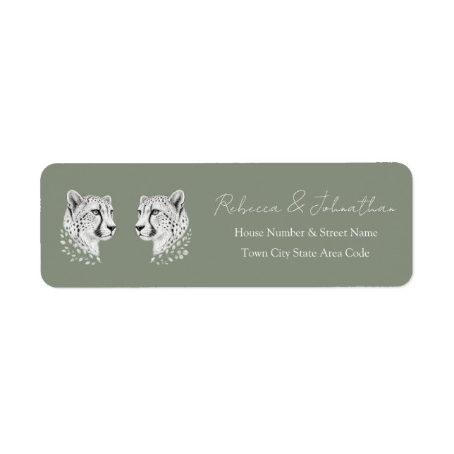 Cheetah Sage Elegant Wildlife Style Return Address (Front)