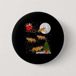 Cheetah Santa Sleigh Flying Funny Magical Christma 6 Cm Round Badge