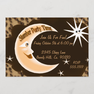 Cheetah Sleepy Moon Slumber Party Invitation