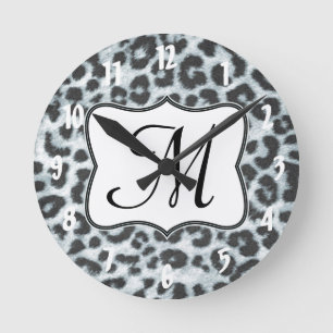 Cheetah Spot Animal Monogram Initial Wall Clock