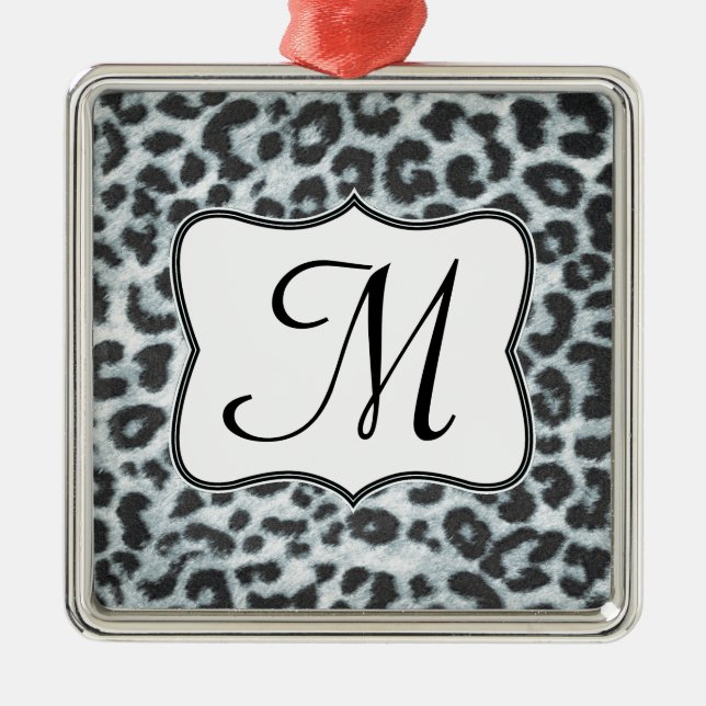 Cheetah Spot Animal Prin Monogram Initial Ornament (Front)