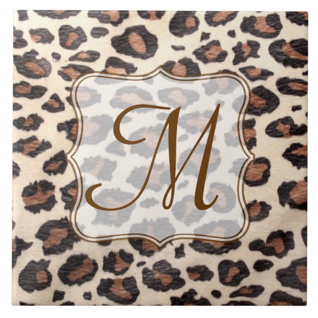 Cheetah Spot Animal Print Monogram Display Tile (Front)