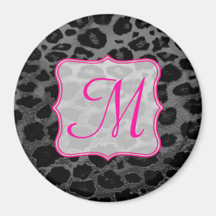 Cheetah Spot Animal Print Monogram Initial Magnet