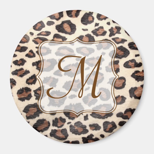 Cheetah Spot Animal Print Monogram Initial Magnet (Front)