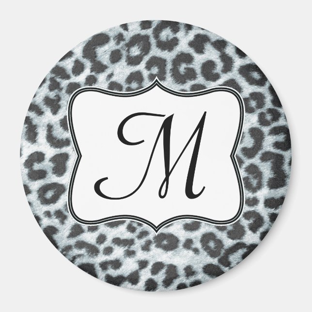 Cheetah Spot Animal Print Monogram Initial Magnet (Front)