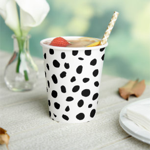 Cheetah Spots Black White Paper Cups