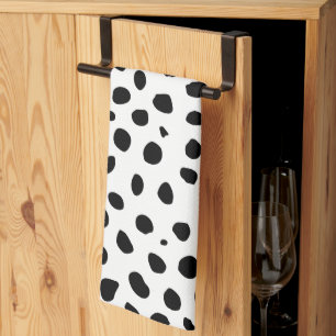 Cheetah Spots Black White  Tea Towel