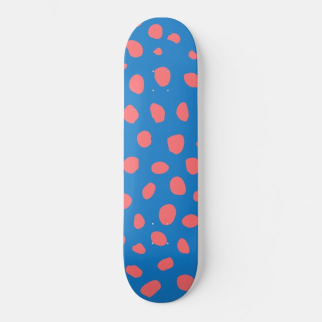 Cheetah spots Coral Blue Skateboard (Front)