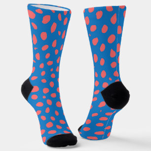 Cheetah spots Coral Blue Socks
