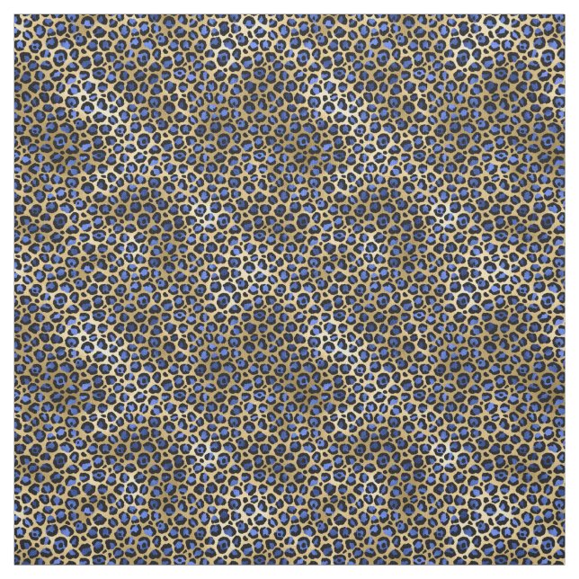 Cheetah Spots Navy and Gold Fabric (Swatch)