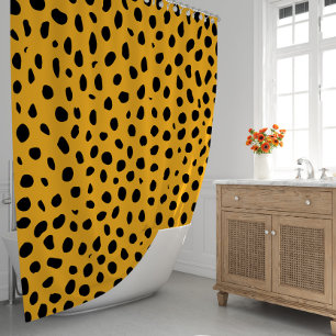 Cheetah Spots Orange Black  Shower Curtain