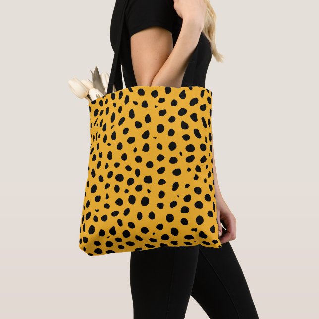  Cheetah Spots Orange Black Tote Bag (Close Up)