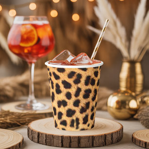 Cheetah Spots Pattern Gold Black ID1155 Paper Cups