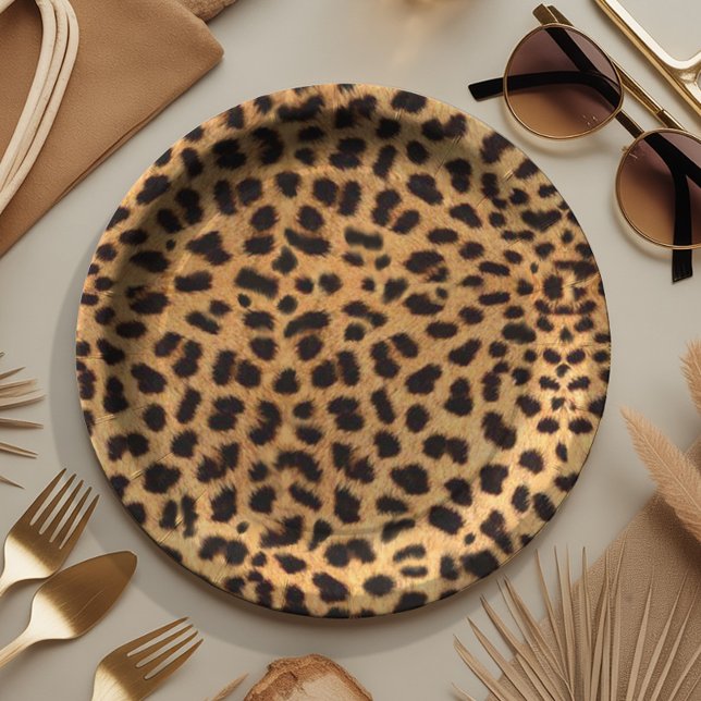 Cheetah Spots Pattern Gold Black ID1155 Paper Plate (Creator Uploaded)