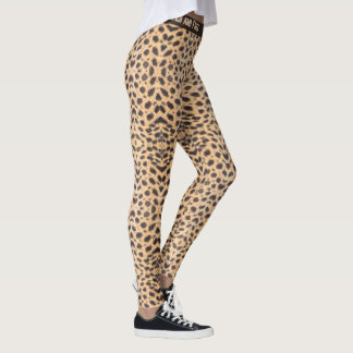 Cheetah Spots Personalise Text Live Wild and Free Leggings