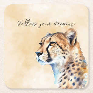Cheetah Square Paper Coaster