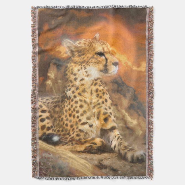 CHEETAH STANDING DOWN THROW BLANKET (Front Vertical)