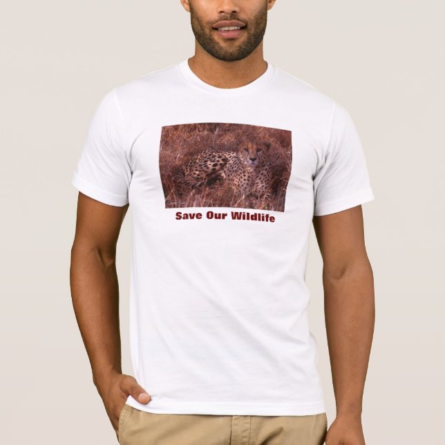 Cheetah Stare Save Our Wildlife T-Shirt (Front)
