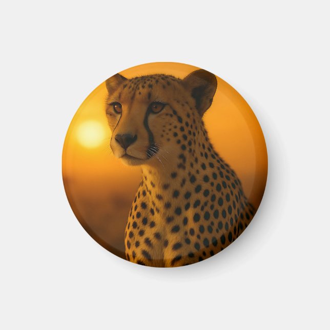 Cheetah Sunset Portrait Magnet (Front)