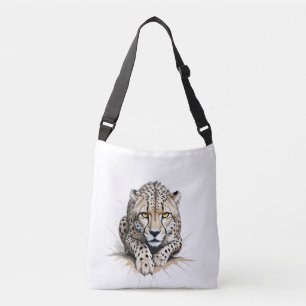 Cheetah Vector Graphic Art Portrait Animal Spirit Crossbody Bag