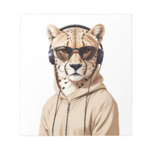Cheetah Wearing Hoodie Funny Cool Animal Character Notepad
