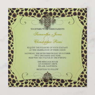 Cheetah, Wedding Invitations (premium gold stock)