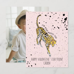 Cheetah Wild About You Classroom Valentine Photo Postcard