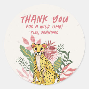 Cheetah Wild One Jungle Party Animals Safari Favou Classic Round Sticker