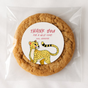 Cheetah Wild One Jungle Party Animals Safari Favou Classic Round Sticker