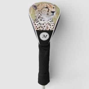 Cheetah wildlife photo with customisable monogram golf head cover