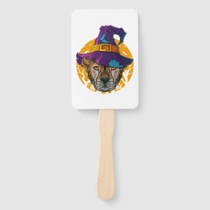 Cheetah Witch Funny Halloween Costume Creepy Moon Hand Fan