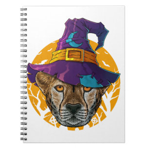 Cheetah Witch Funny Halloween Costume Creepy Moon Notebook