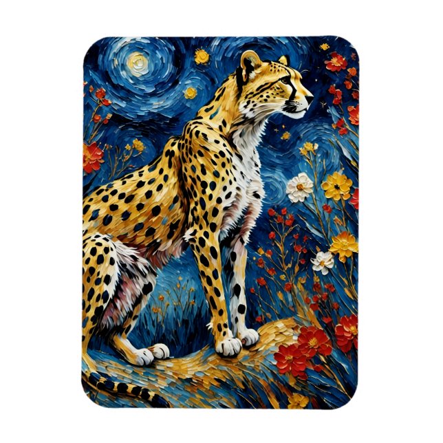 Cheetah with Flowers Magnet (Vertical)