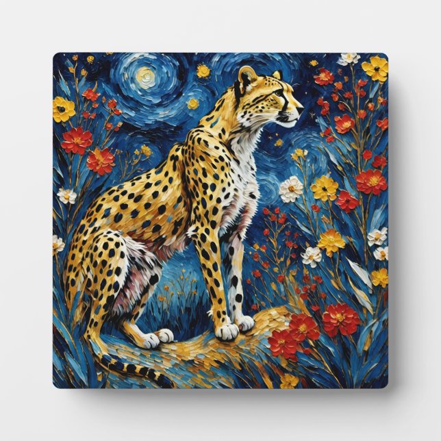 Cheetah with Flowers Plaque (Front)