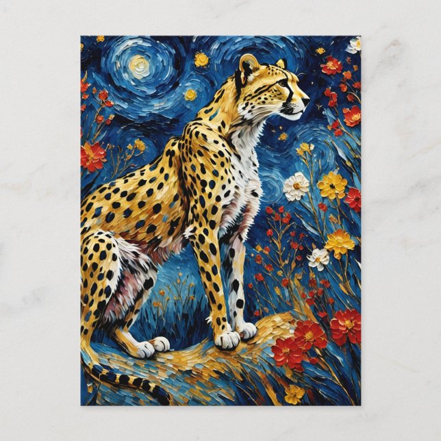 Cheetah with Flowers Postcard (Front)