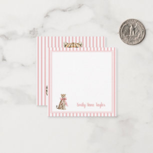 Cheetah With Pink Bow and Stripes Card