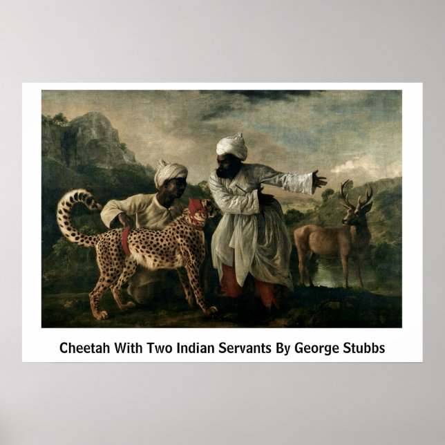 Cheetah With Two Indian Servants By George Stubbs Poster (Front)