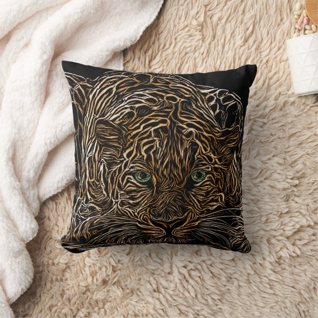 Cheetahs Burnt Wood Effect cushion and (Blanket)
