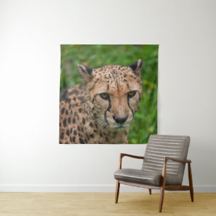 Cheetah's Intense Gaze Tapestry